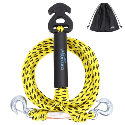 Affordura Boat Tow Harness for Tubing Ski Tow Harness for Boat for 4 Riders, Tube Tow Harness with Large Clip, Quick Connector and Storage Bag (16FT)