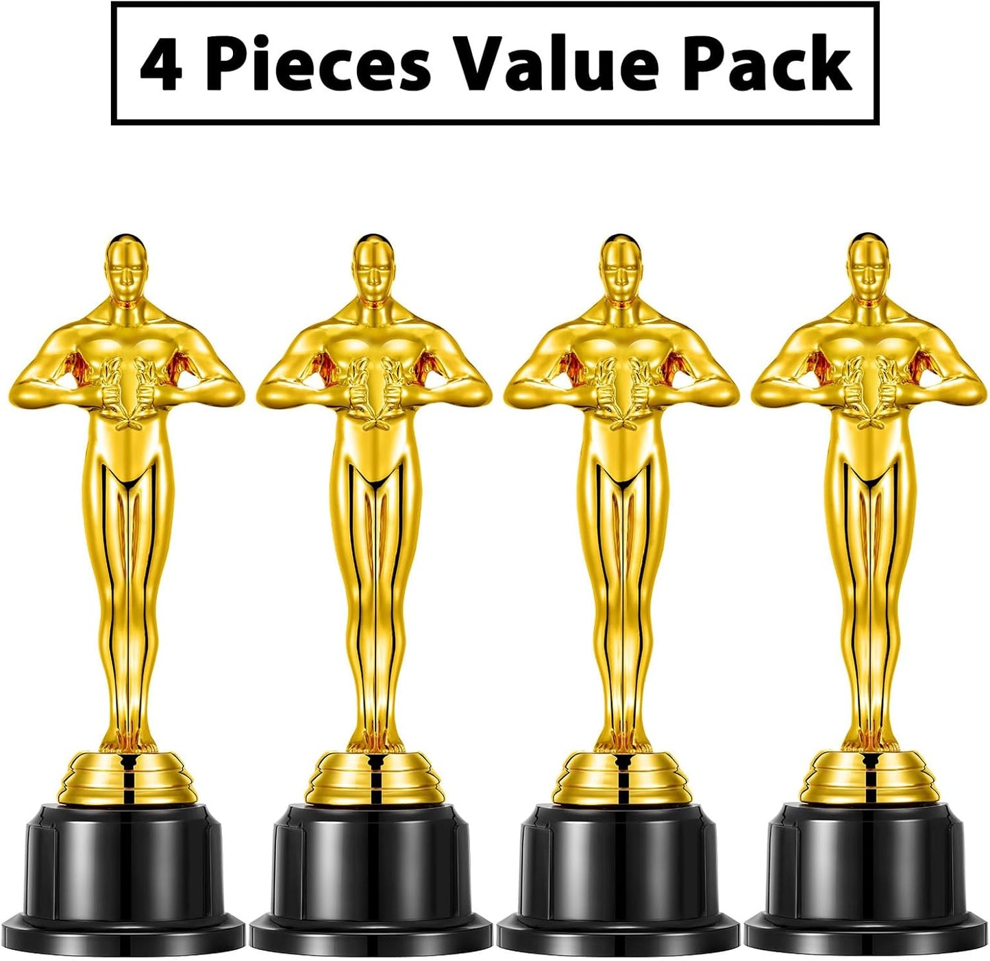 10'' Gold Award Trophy,4 Pack Gold Award Statues,Trophy for Award Ceremony,Celebration,Party Decorations,Party Props and Appreciation Gift