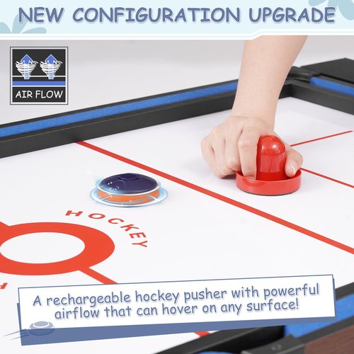 RAYKEEP 54??4-in-1 Swivel Multi-Game Table - Combo Game Table Set for Kids, Adults - Indoor and Outdoor Arcade Sports Table - Air Hockey, Billiards, Foosball, Ping Pong for Home, Game Room