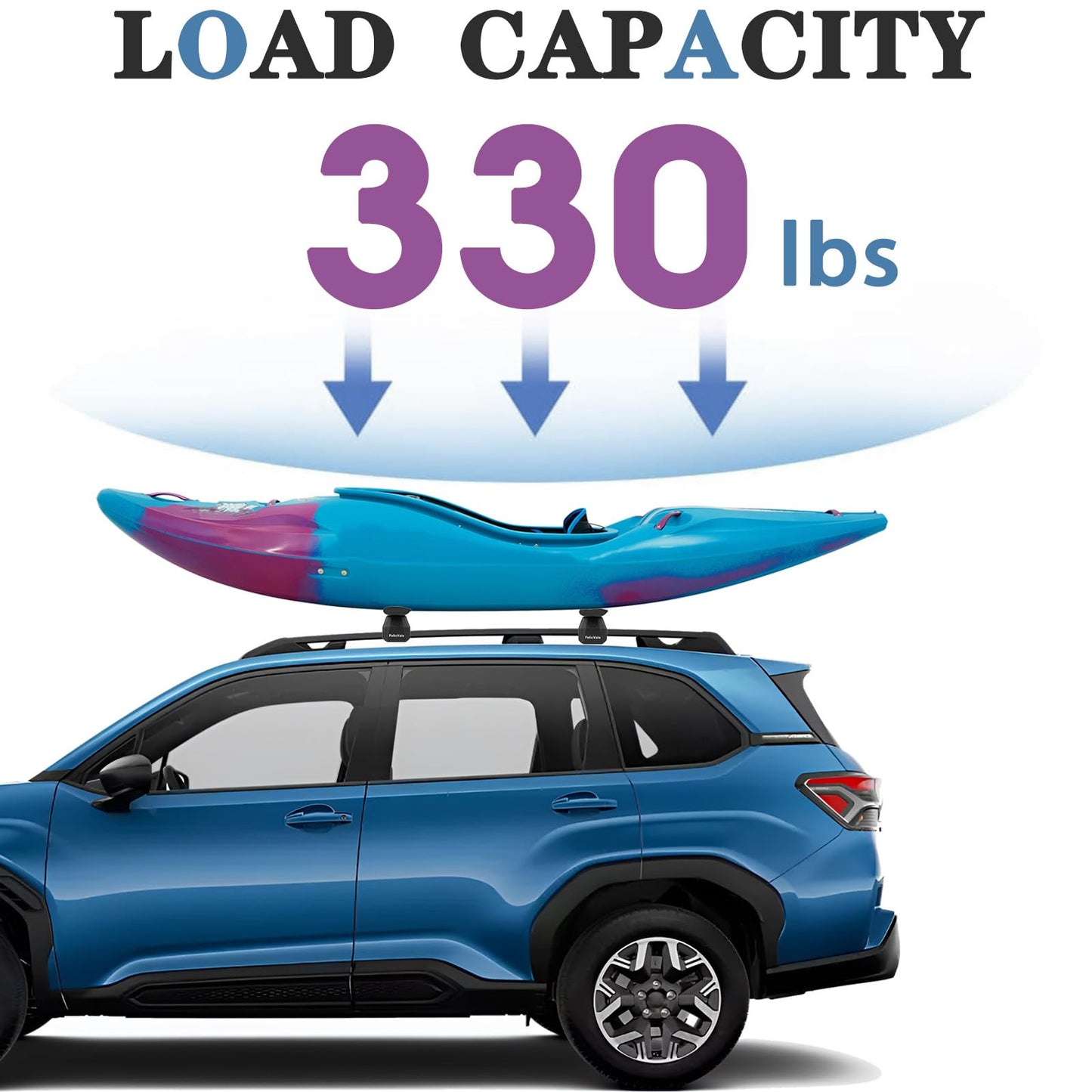FelicValo FelicValo 53" All-Metal 330 lbs Roof Rack Cross Bars with T-Slot, Universal Fit for Raised Side Rails, Heavy Duty Aluminum Crossbars for Cargo Carrier, Kayak and Luggage, Lock-Free Design
