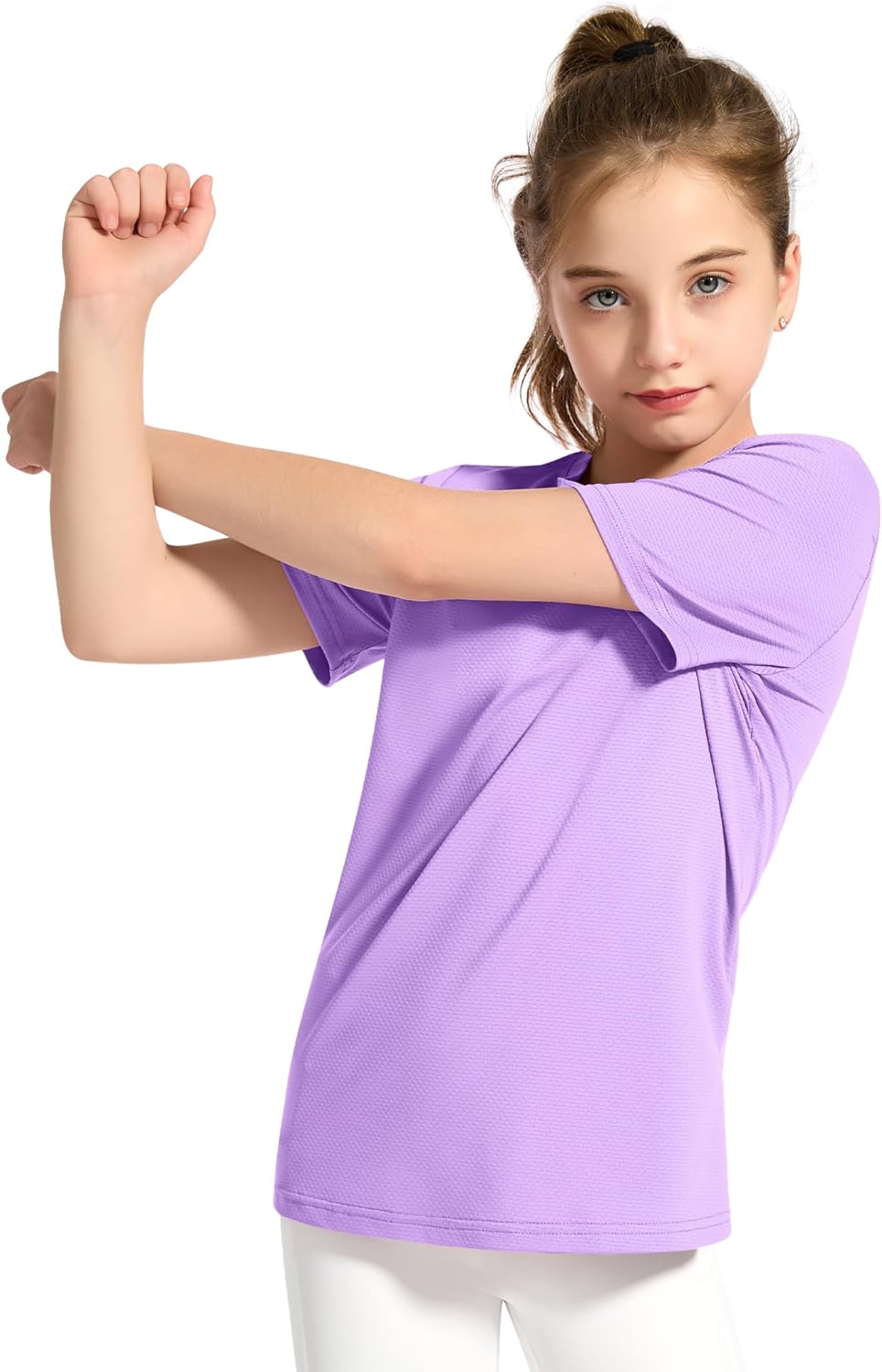 KEREDA Girls Athletic Shirts Quick Dry Short Sleeve Crew Neck T Shirts, Summer UPF 50+ Tee Tops for Teen Girls 3 Pack
