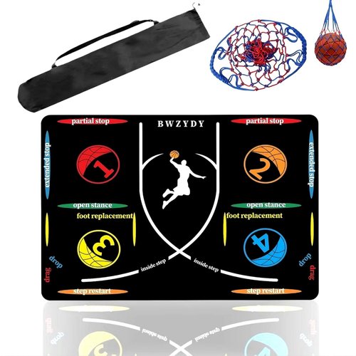 BWZYdy Portable Basketball Training Mat - Agile Stepping Training mat, designed for all ages with anti slip and silent features to improve speed, strength, and coordination | Indoor/Outdoor Practice mat with Portable Bag