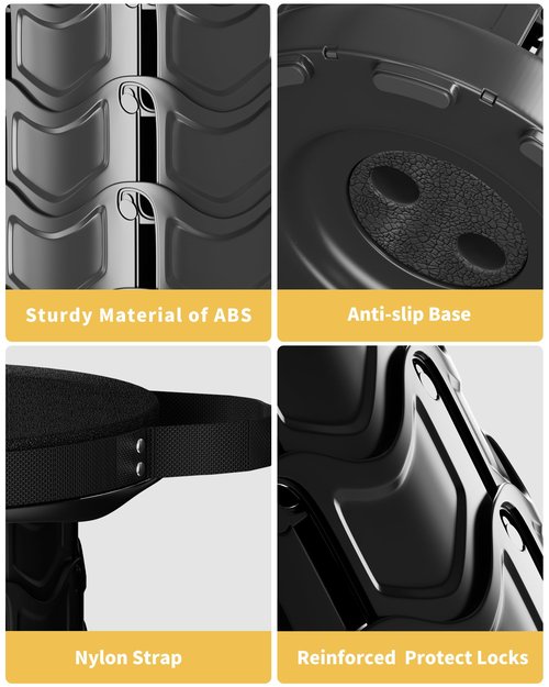 Upgraded Collapsible Stool with Detachable Cushion & Waterproof Bag - 400lbs Heavy Duty Portable Folding Stool for Adults, Telescoping Camping Seat with Carrying Straps for Fishing Hiking Travel BBQ