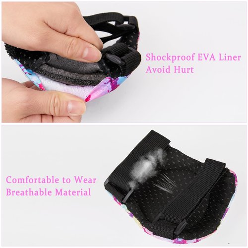 Bienbee Knee Pads for Kids, 7pcs Unicorn Kids Knee Pads and Elbow Pads Set Wrist Guards for Girls Boys Protective Gear Set with Bag for Roller Skating Inline Skates Skateboard Cycling Rainbow S