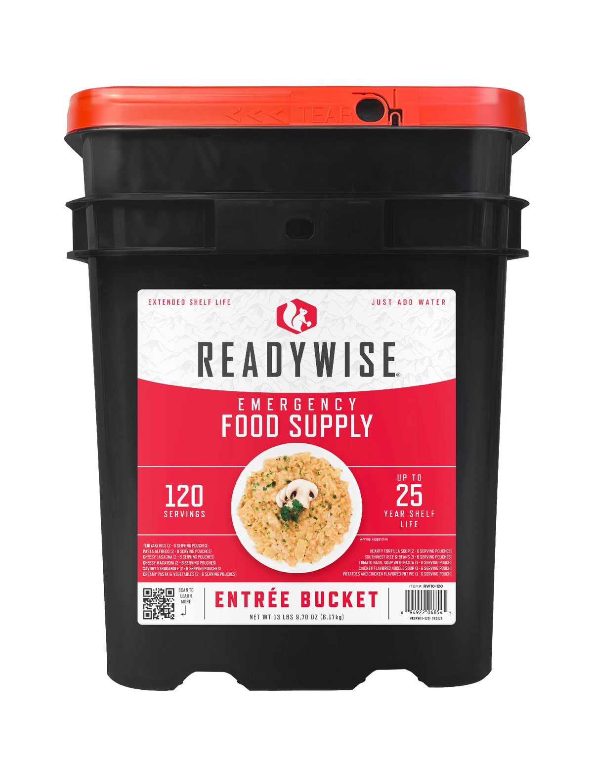 ReadyWise Emergency Food Supply - 120 Servings Favorites Sample Bucket, Survival Food Kit, Freeze Dried Prepper Food & Dehydrated Meals for Camping Essentials & Backpacking, up to 25 Year Shelf Life