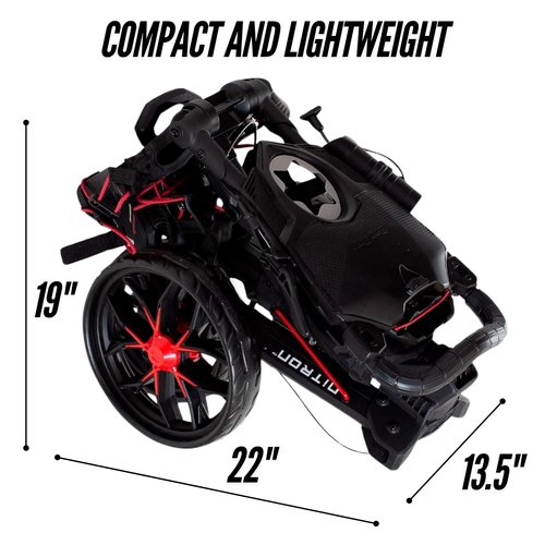 Bag Boy Nitron 3 Wheel Golf Push Cart, Easy 1 Step Open and Fold, Scorecard Console, Beverage Holder, Mobile Device Holder, Handle Mounted Parking Brake