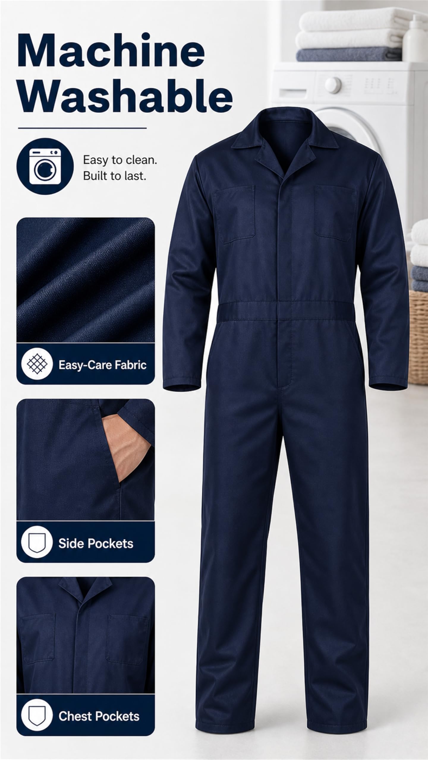 JPXH Blue Adult Jumpsuit Coveralls Halloween Navy Costume for Men