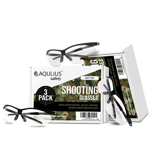 Aqulius 3pk Shooting Glasses - Eye Protection for Shooting Range - Tactical Goggles for Hunting Accessories - Clear Range Glasses - Protective Eyewear - Gun Eye Protection