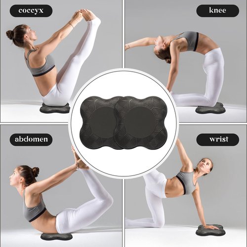 MBKHFLL 4PCS yoga knee pads, yoga anti slip pads, Pilates support pads, designed to protect the balance of male and female knees, elbows, and wrists during exercise (Black +Purple)