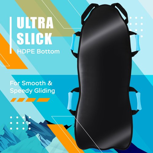 Sunlite Sports 45" Arctic Breeze Ice Racer Foldable Snow Sled, Fits 2 Children or 1 Adult, Ultra Portable, Durable Sturdy Fabric Stitching, Handles with Steering, Kid's Toddler Toboggan Winter Fun