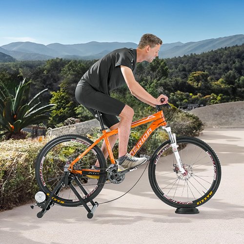 VEVOR Bike Trainer Stand, 26-29 in Wheel, 6-Level Adjustable Bike Trainer with Carbon Steel & Fluid Elastic Roller, Professional Bicycle Trainer with Resistance Adjuster, Fit for Indoor & Outdoor