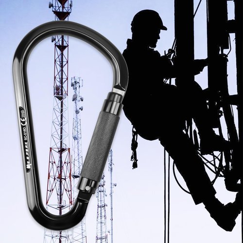 SEPEAK CE 22kN Large Alumn Auto Twist Locking Ladder Hook Carabiner, Professional Heavy Duty Lightweight Clip for Outdoor Tower Climbing, Aerial Work, Rescue, Fall Protection D Ring, Huge Opening Gate
