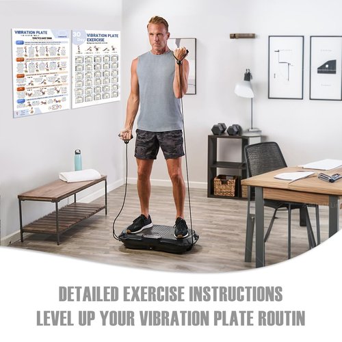 Whole Body Vibration Plate Exercise Poster, Fitness Workout Guide with 30 day Training Chart