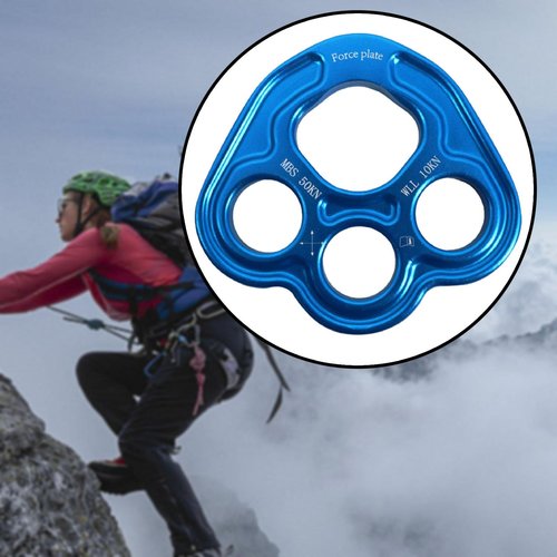 YueShengYCHUANG Outdoor 4 Holes Paw Rigging Plate Rope Access Climbing Anchor Sturdy Work Outdoor Activities Climbing Equipment, Blue