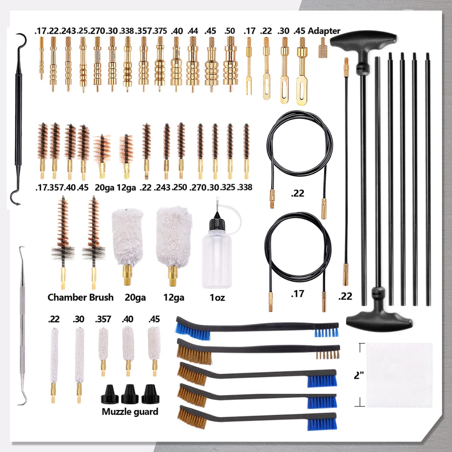 BOOSTEADY Pro Gun Cleaning Kit Universal Gun Cleaning Kit Handgun Shotgun Cleaning Kit for All Guns with High-end Brass Brushes, Mops, Jags, Reinforced Rods