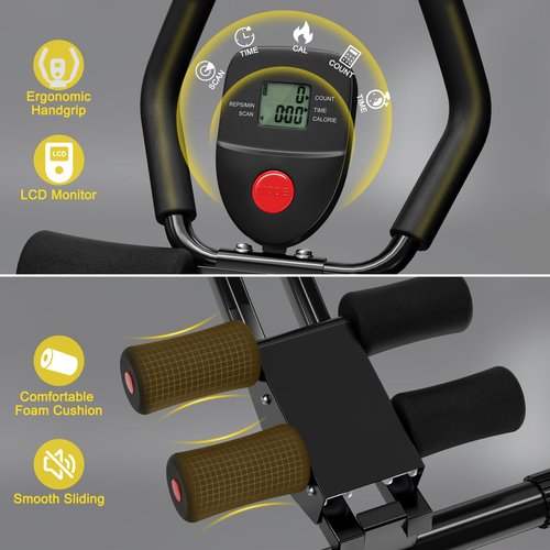 PINJAT Ab Workout Equipment, Ab Machine for Women, Adjustable Core Abdominal Exercise Fitness Equipment, Foldable Waist Trainer Ab Crunch Home Gym Systems for Beginners