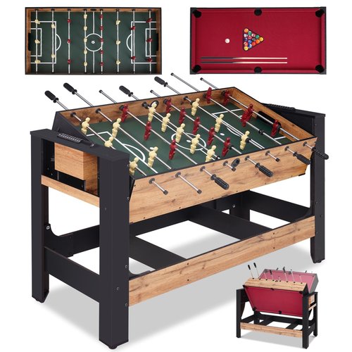 54" 2-in-1 Swivel Multi Game Table, Large Size Combo Game Table Set, Indoor and Outdoor Arcade Sports Table with Pool, Foosball for Family, Game Room, Kids, Adults