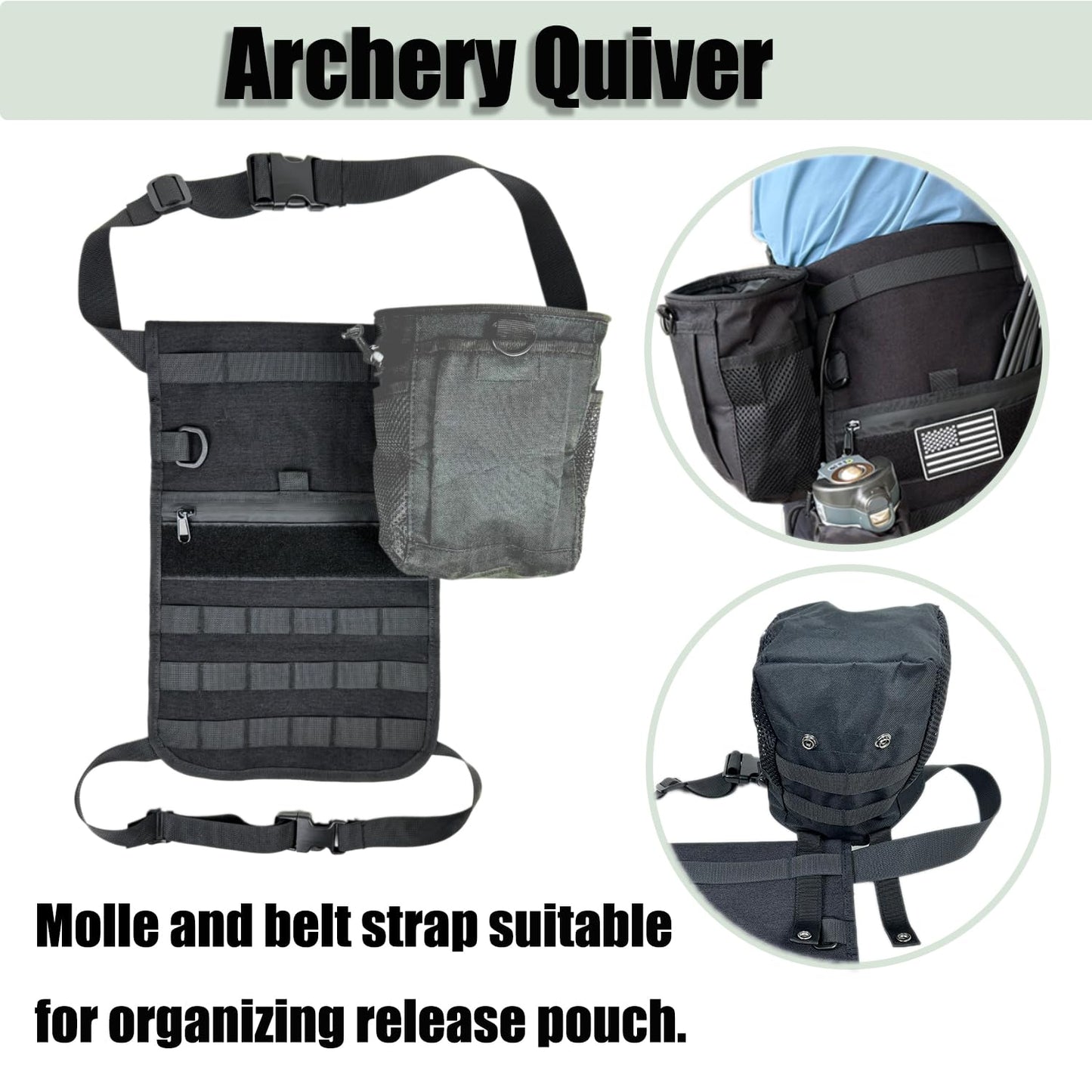 Otomitake Archery Hip Quiver Arrow Quiver 1000D Fabric Field Quiver Arrow Holder Bow Crossbow Quivers Waterproof Zipper Pocket and Waist Belt for Compound and Recurve Bow Hunting and Target Practice