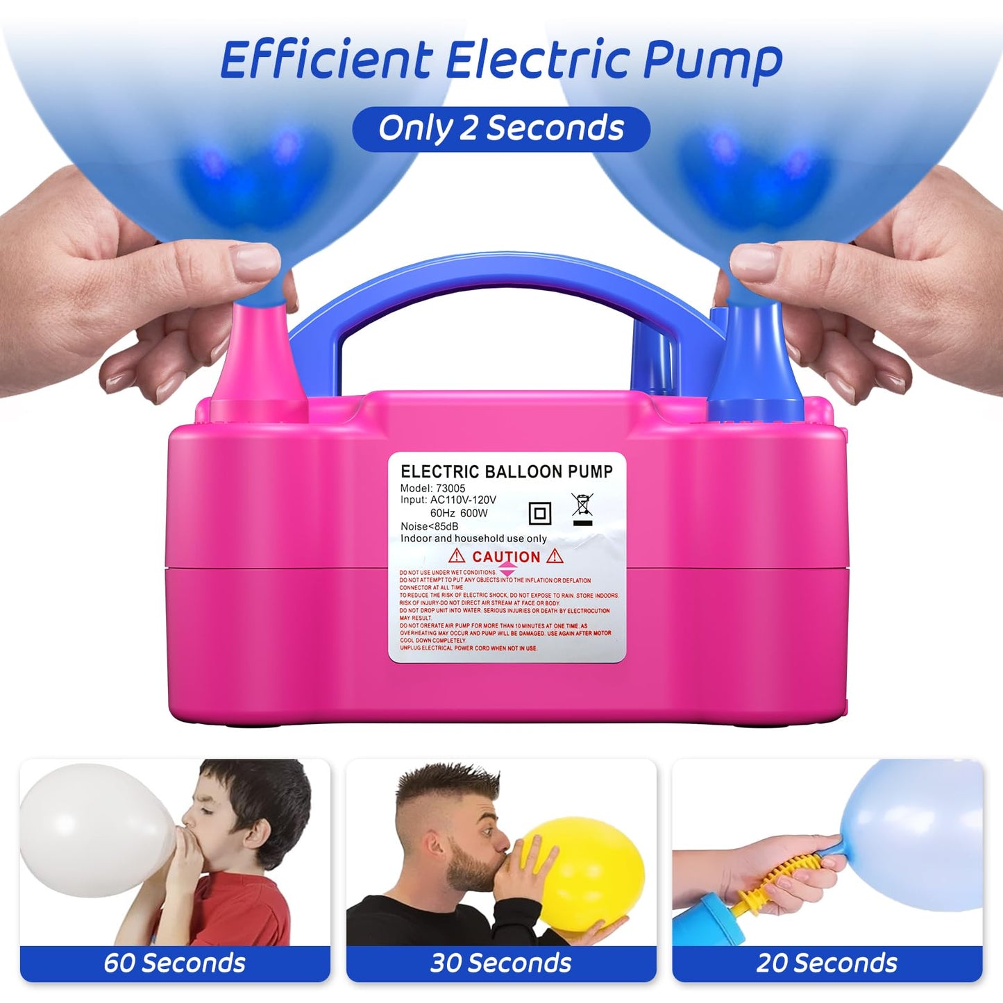 Balloon Pump Valentines Day Decor - Electric Balloon Pump for Party Decorations, Portable Dual Nozzle Balloon Inflator for Balloon Arch Kit