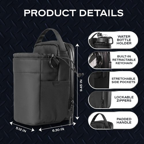 Rlyqant Magnetic Gym Bags for Men & Women, Magnetic Water Holder for Gym with 5 Built-In Magnets & Phone Pouch, Sling Bag Carrier for Fitness, Travel, Sports | Keep Items off Floor B006