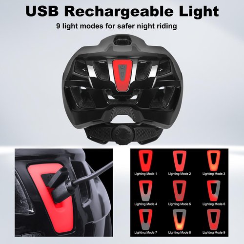 BOTHLIKE Bike Helmet Adult for Men, Lightweight Ebike Helmet with LED Light & Magnetic Goggles, USB Charging Cable Included, Cycling Helmet for Adult with Adjustable Dial Fit 58-62cm