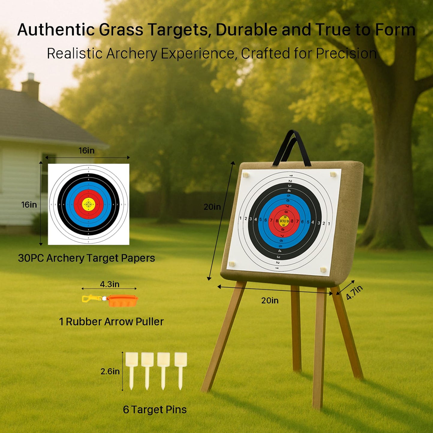 20'' Archery Target – 30-Pack Paper Straw Archery Targets for Backyard Practice, Recurve & Compound Bows, Crossbow Target, Outdoor Sports Archery Accessories