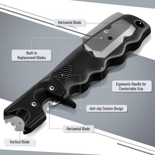 Enhon Fletching Removal Tool Dual Angle Arrow Fletching Tool for Precise Fletch & Glue Removal, Archery Tools with Stainless Steel Blade & Extra Replacement Blades for Arrow Maintenance (Black)