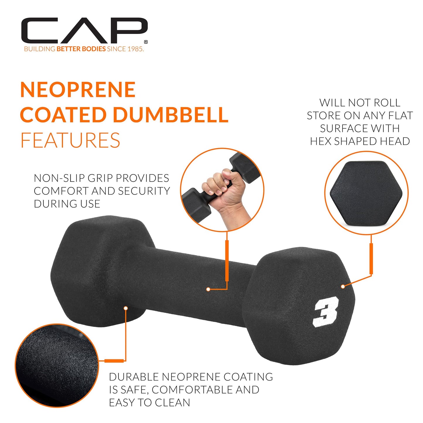 CAP Barbell 100 lb Neoprene Hex Dumbbell Weight Set with Vertical A-Frame Rack - Black