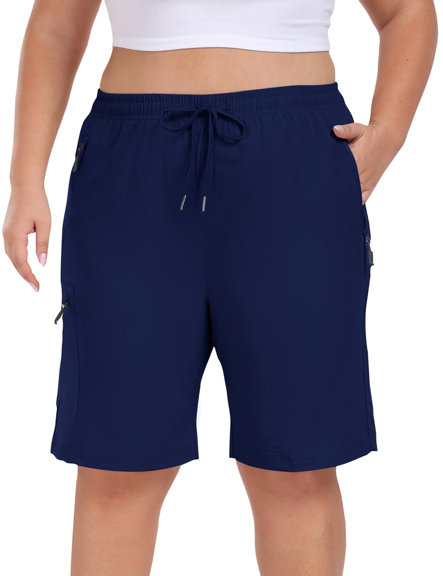 MoFiz Women's Plus Size Hiking Cargo Shorts Quick Dry Lightweight Summer Shorts with Pockets Navy 3XL