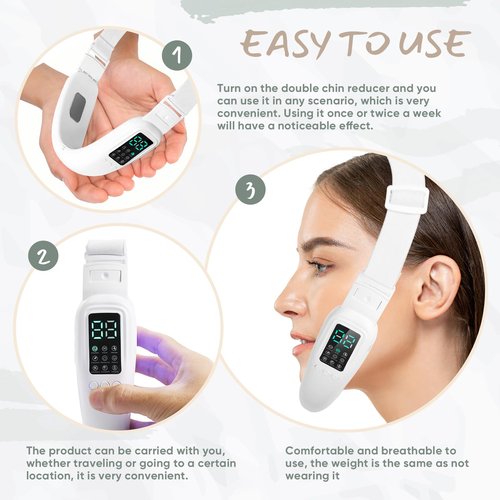 Cteart V-Face Electric Double Chin Device with 8 Modes & 15 Gear Adjustable Intensities - Intelligent V-Face Machine for Contouring Double Chin - H092