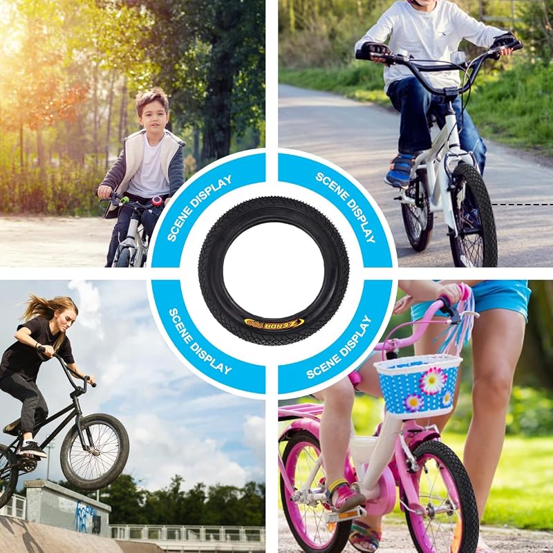 12 Inch Kids Bike Replacement Tire with Anti-Skid Rubber Tread