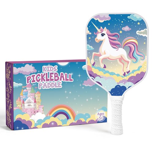 Dany x Kevin Kids Pickleball Paddle – Magical Unicorn Design for Ages 3–12 | Lightweight Fiberglass (0.37 lbs) | Small Grip for Easy Control | Fun Beginner Gift for Girls, Toddlers & Youth