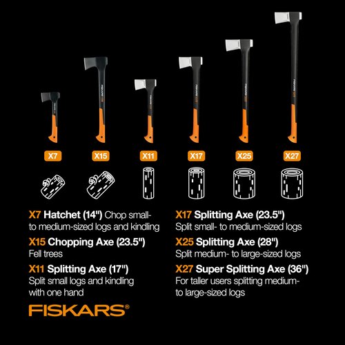 Fiskars X7 Small Hatchet Axe with Sheath for Chopping Wood Kindling for Campfires while Outdoors & Camping, Insert-Molded Forged Steel Head, Low-Friction Blade, Shock Absorbing Handle & Non-Slip Grip