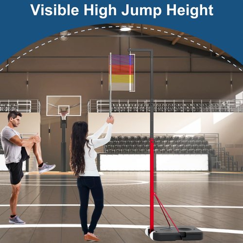 Aplsrhun Jump Measuring Tool, 4.9-12.6 FT Adjustable Height Vertical Jump Tester for School Gym, Floor Standing Vertical Jumping Measurement Challenger for Volleyball Slam Dunk Jump Training Aid