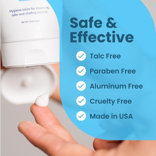 SweatBlock Super Fresh Body Powder Lotion Talc Free, Anti-Chafing, Deodorizing, Natural Ingredients - No Mess Body Powder Lotion for Men and Women - 4 fl oz.