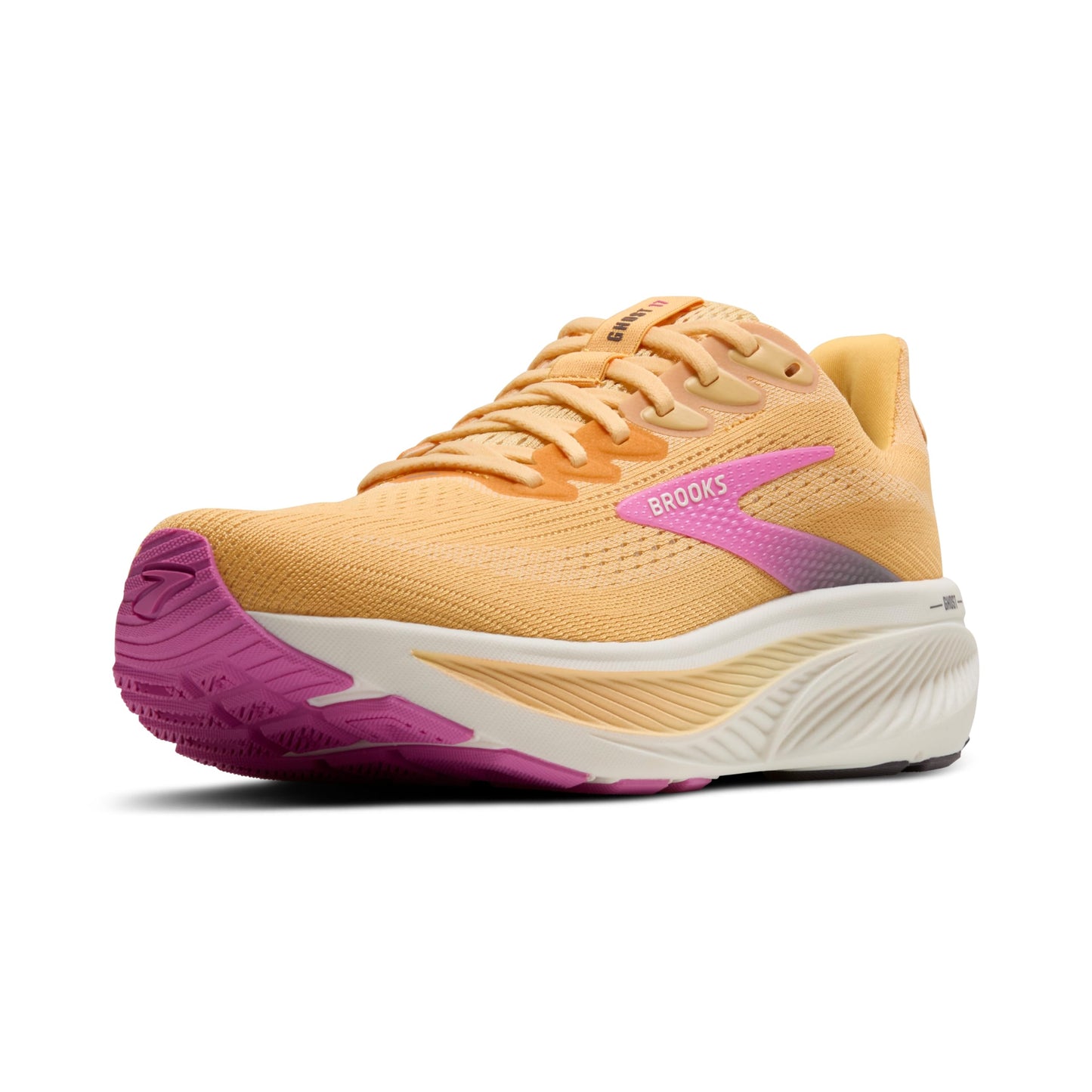 Brooks Women’s Ghost 17 Neutral Running Shoe - Apricot/Grey/Pink - 5 Medium