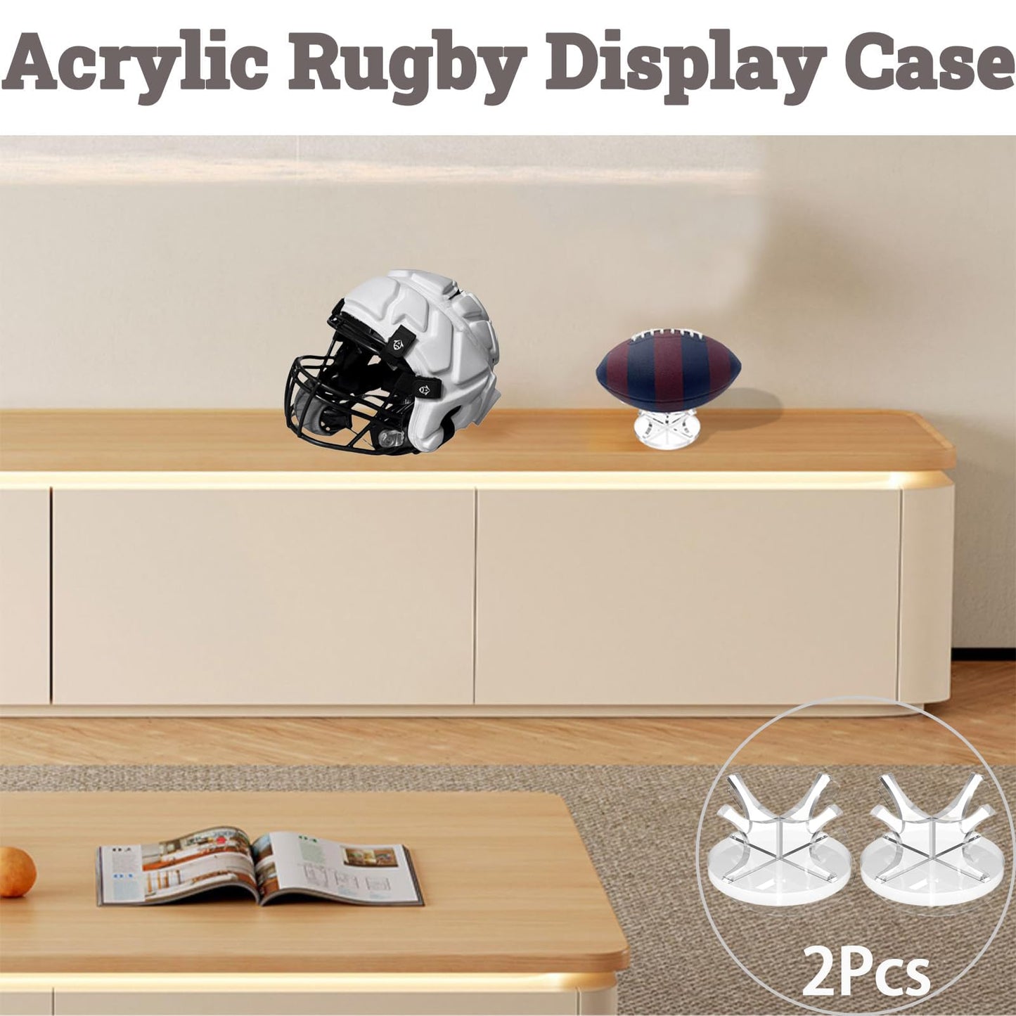 QIOOLEEO 2Pcs Acrylic Baseball Holder Display Case Display for Balls Suitable for Baseball, Golf Softball, Tennis Ball Spheres, Thanksgiving Pumpkin Ball, Wooden Eggs Clear Baseball Stand