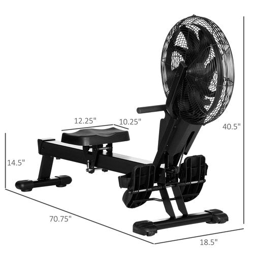 Soozier Air Rowing Machine with LCD Digital Monitor & Steel Frame, Foldable Rower for Home Gym Use