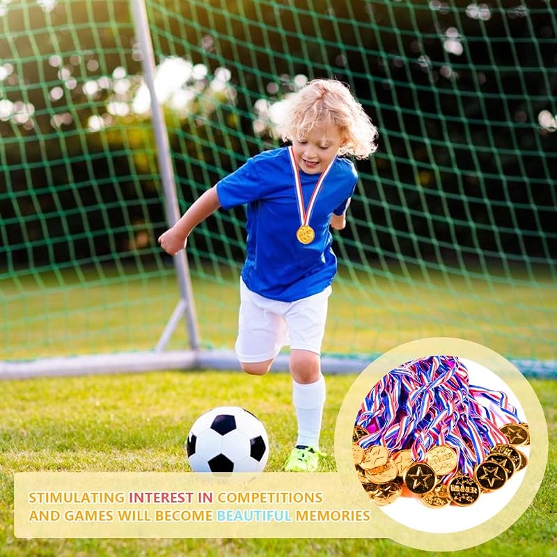 100 Pcs Gold Winner Medal Set - Plastic Trophies 3.6cm for Sports, Parties & Games