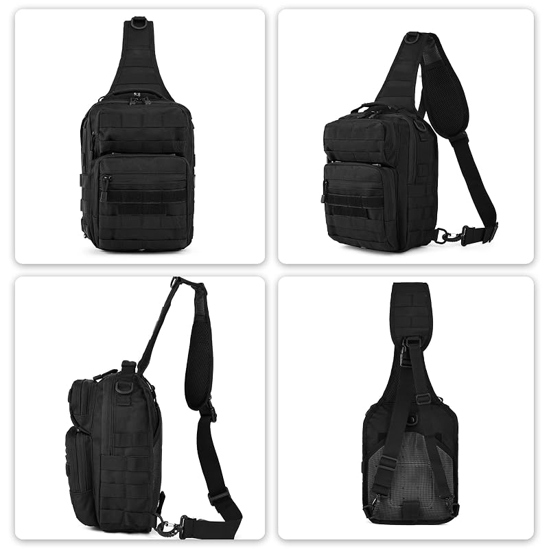 Gracedon Tactical Chest Pack Sling Bag 8L Molle Military Backpack - Black