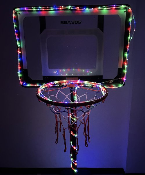 SCOTEEP LED Basketball Hoop Lights, 18ft LED Basketball Rim Light for Basketball Lovers Waterproof 8 Modes Multicolor for Playing at Night Outdoors