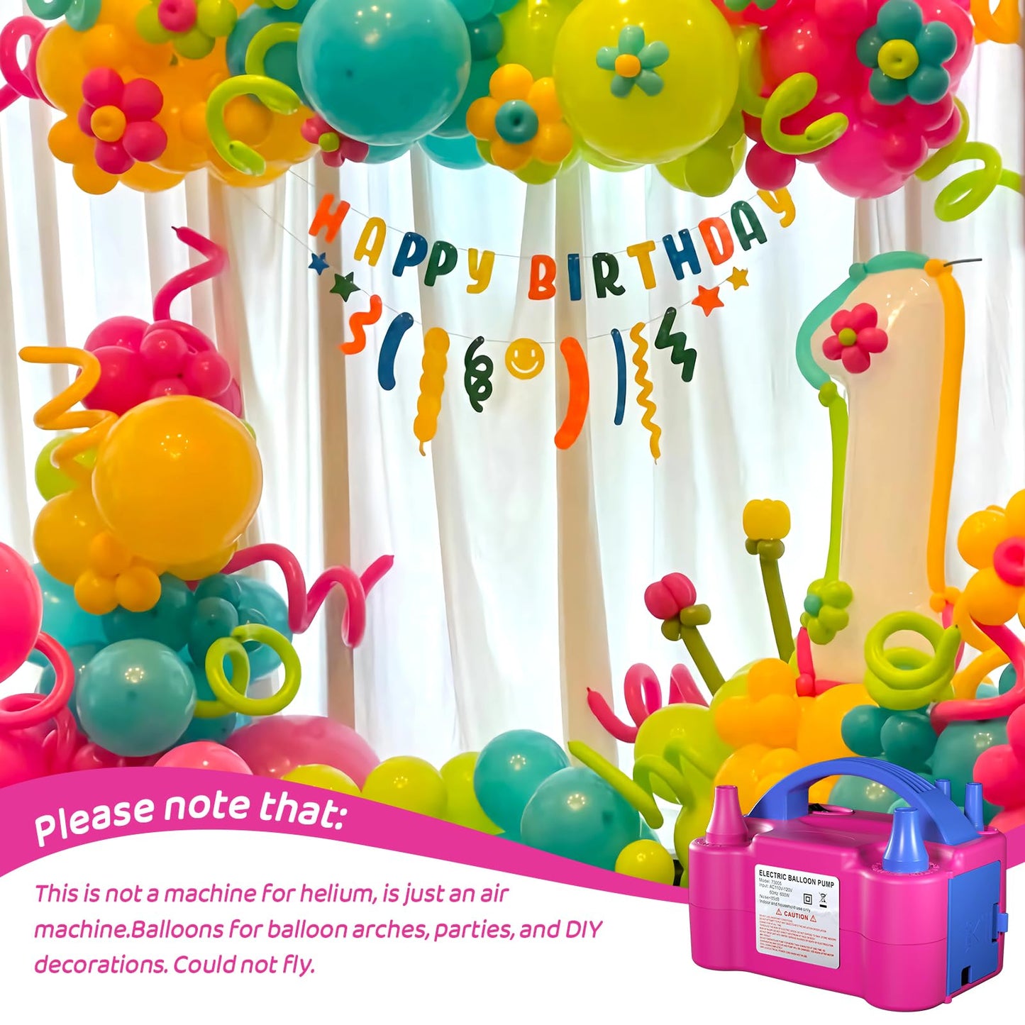 Balloon Pump Valentines Day Decor - Electric Balloon Pump for Party Decorations, Portable Dual Nozzle Balloon Inflator for Balloon Arch Kit