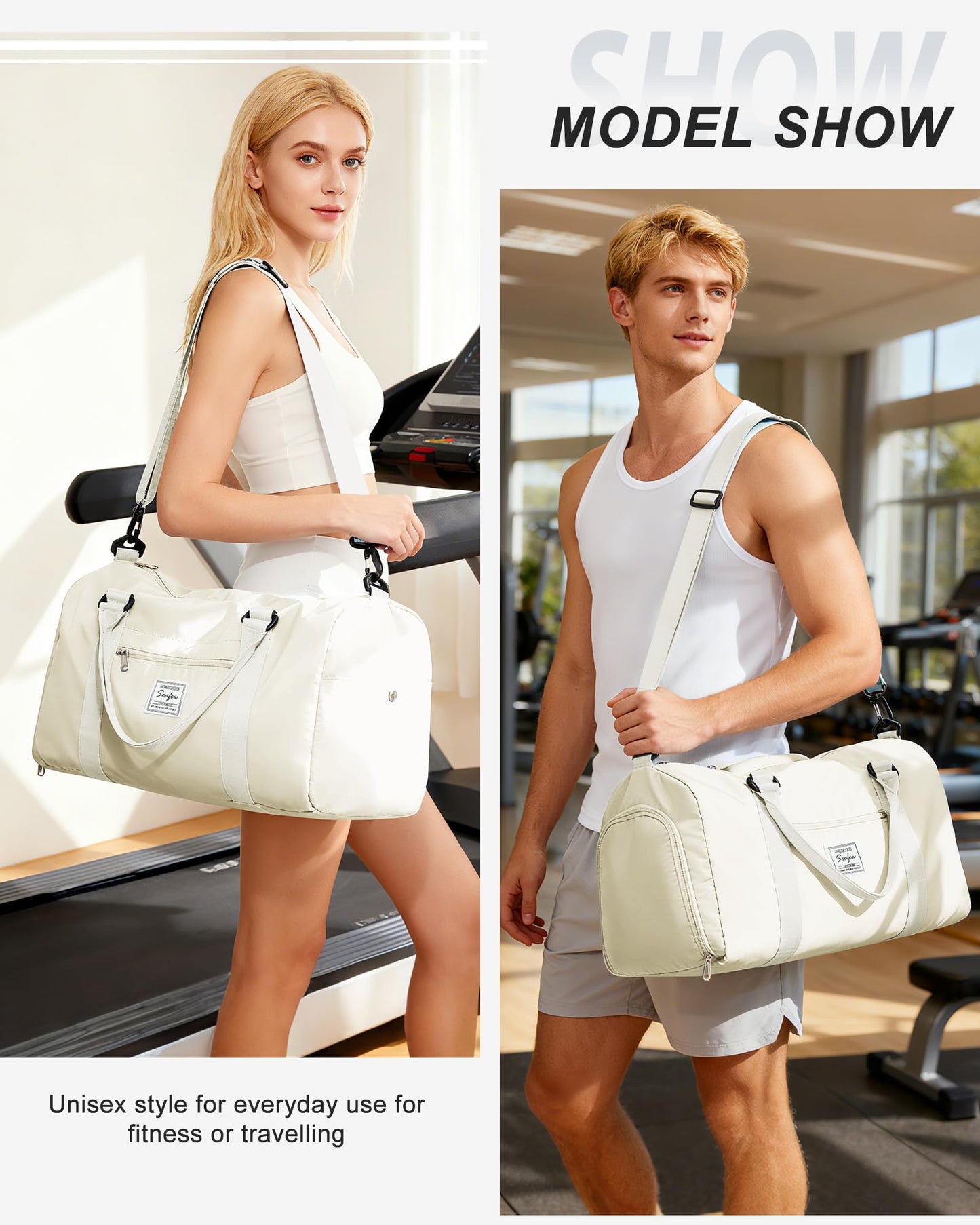 Gym Bag Womens Mens with Shoes Compartment and Wet Pocket Travel Duffel Bag for Women for Plane Sport Gym Tote Bags Swimming Yoga Small Waterproof Weekend Overnight Carry on Bag Hospital Holdalls