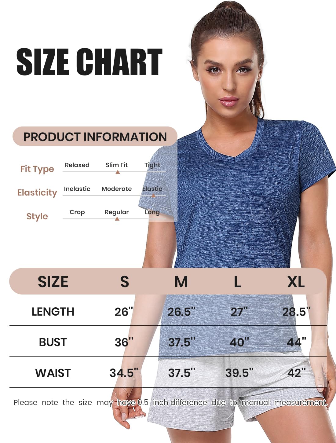 Cosy Pyro Women Short Sleeve V-Neck Athletic T-Shirt Exercise Tees Set 8 S