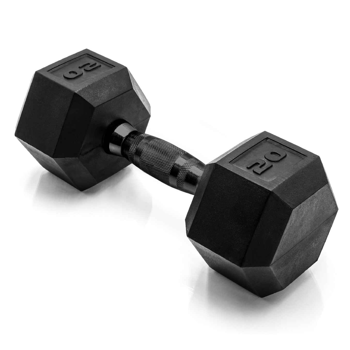 CAP 20 LB Rubber Coated Hex Dumbbell Weight, Rubber Free Weights for Home Gym Strength Training, Black Oxide Handle, Single