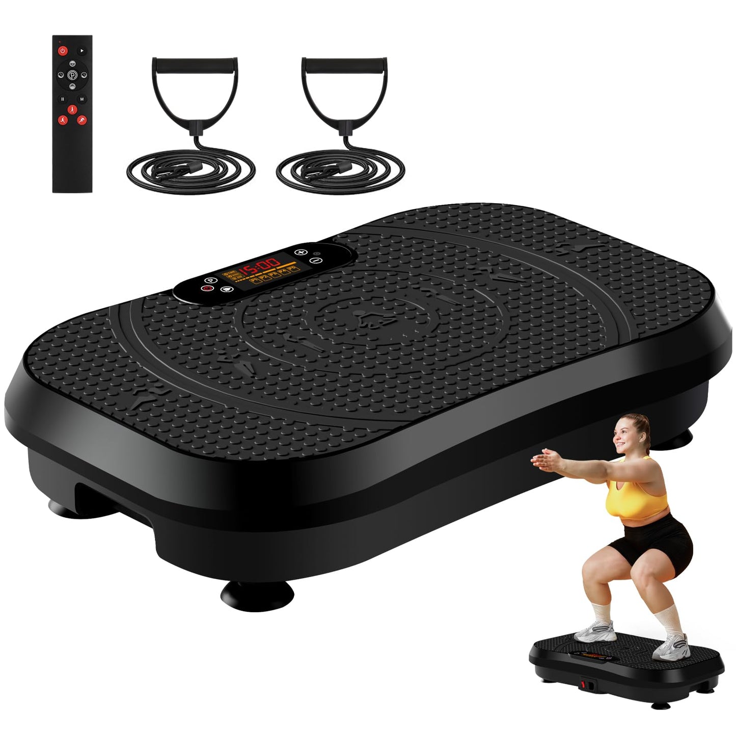 SoftGym Vibration Plate Exercise Machine for Lymphatic Drainage Weight Loss,120 Speed Levels Vibrating Platform with Resistance Bands,Full-Body Workout Equipment for Muscle Activation