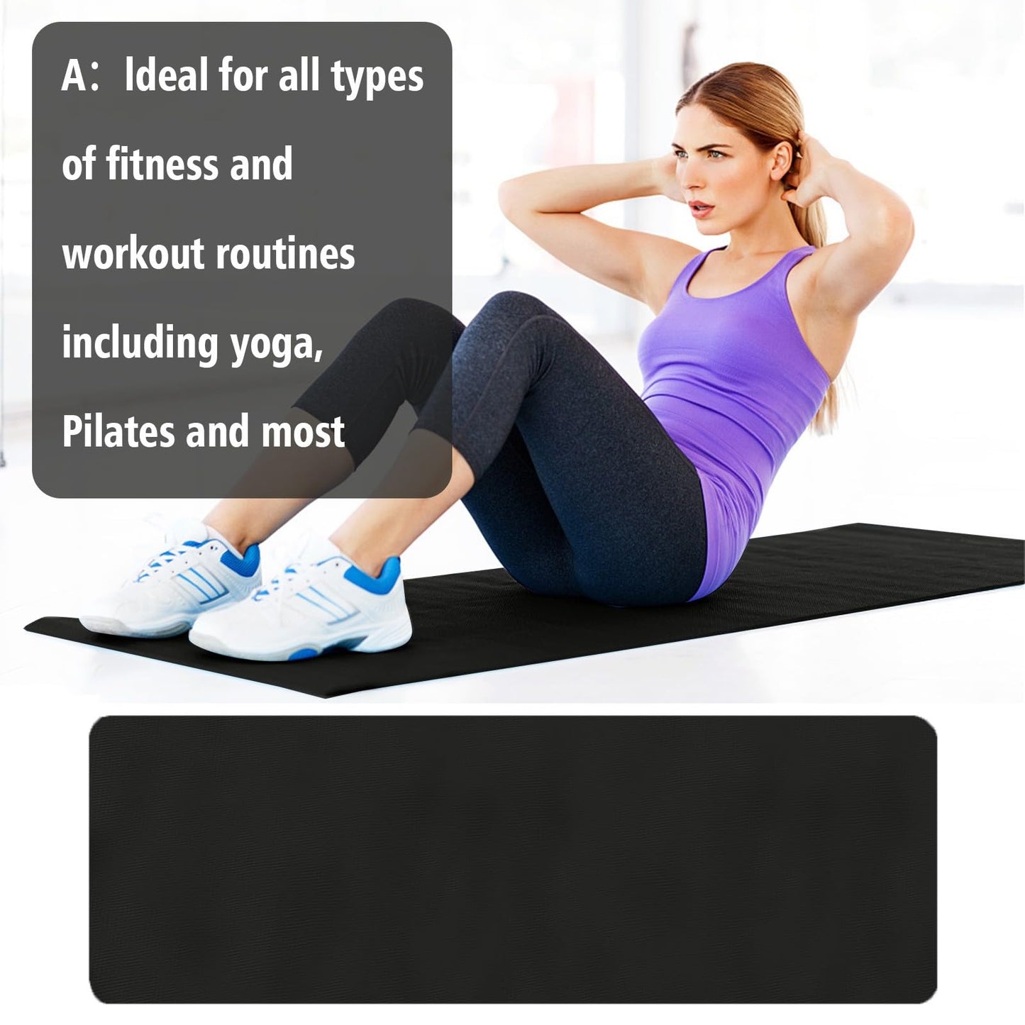 Yoga Mat with Strap 5mm Thick Non Slip Anti-Tear High Density Exercise Mat with Carrying Strap Hot Yoga Mat for Fitness, Home Yoga, Gym, Stretching, Workouts, Floor, Pilates