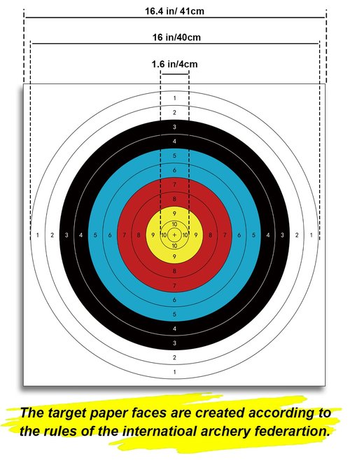 Archery Targets Paper for Backyard,30pcs Bow Arrow Targets for Hunting & Archery Targets,Target Practice Accessories(Standard Archery,16x16 in,10 Rings)