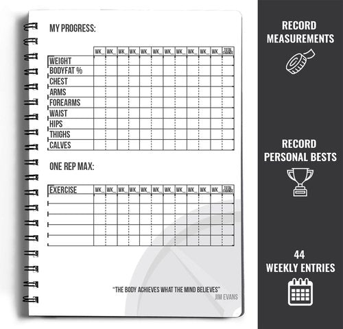 Workout Planner for Daily Fitness Tracking & Goals Setting - A5 Size, 6” x 8”, Charcoal Gray - Men & Women Personal Home & Gym Training Diary - Log Book Journal - by Workout Log Gym