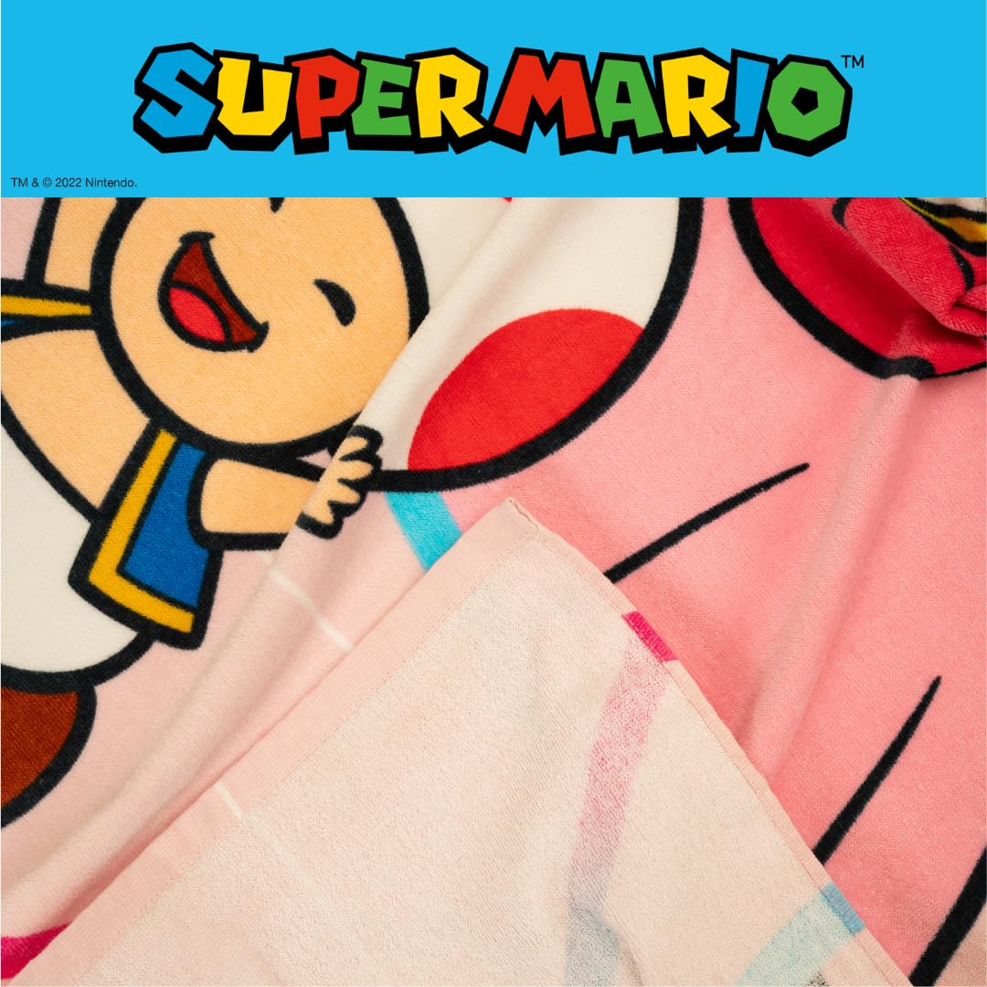 Super Mario Girl Princess Peach Kids Super Soft Cotton Bath/Pool/Beach Towel, 58 in x 28 in, (Officially Licensed Product) By Franco